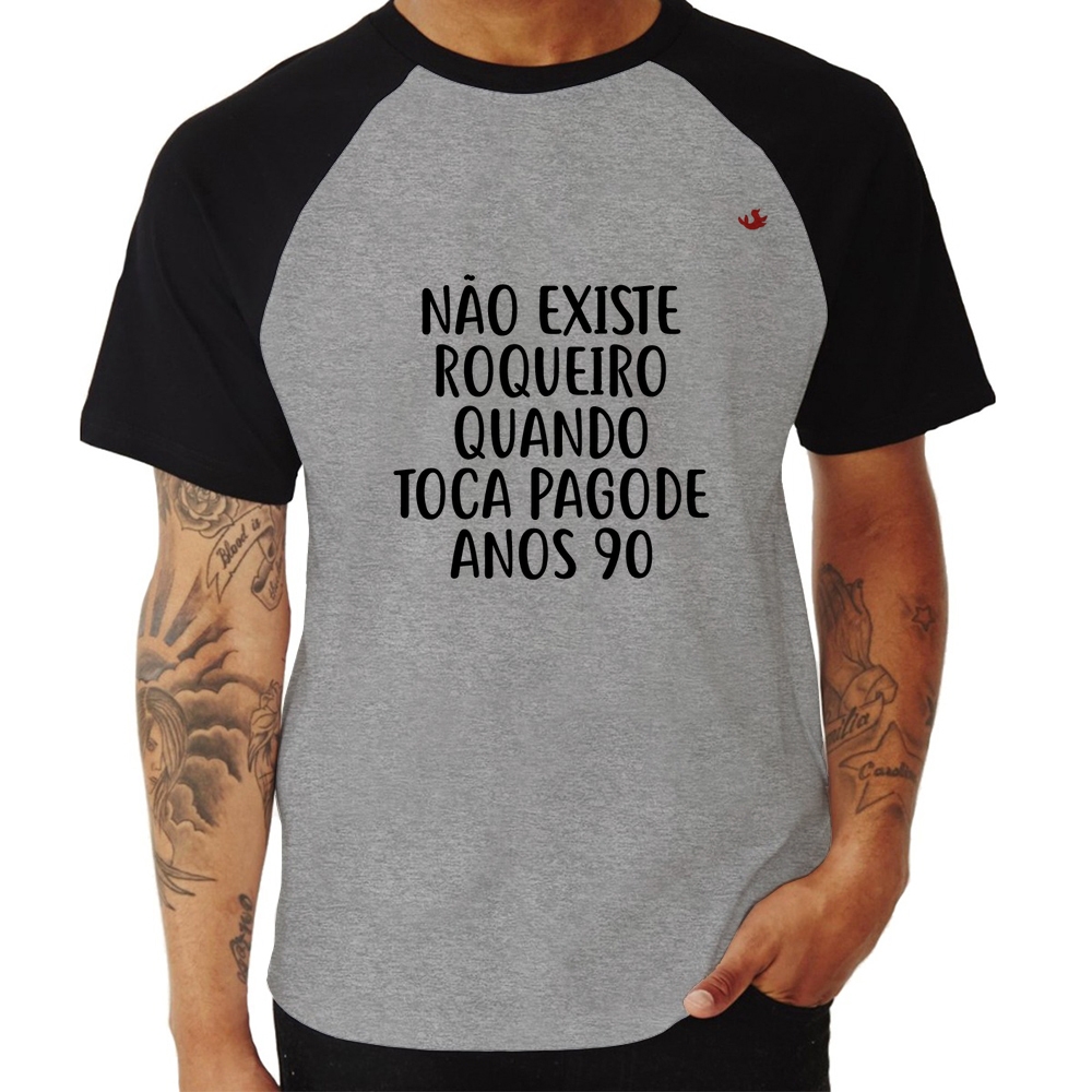 Camiseta Não existe roqueiro quando toca pagode anos 90