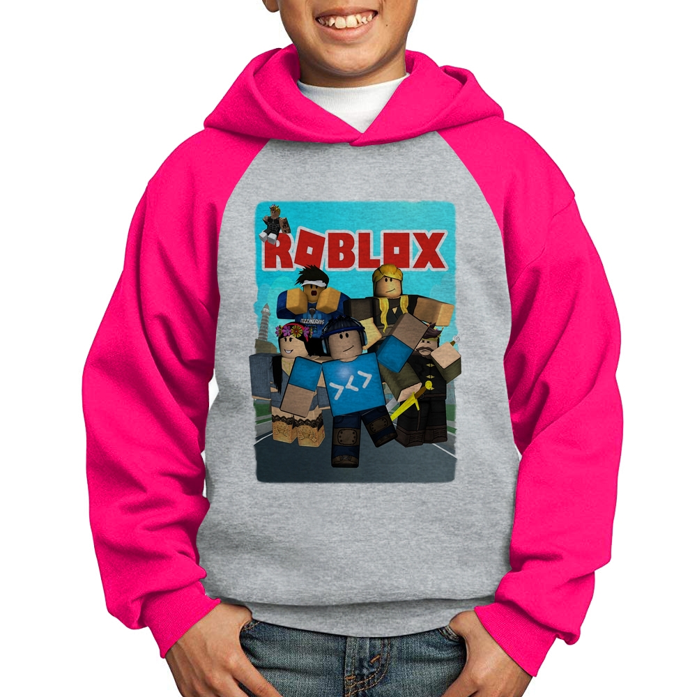 Conjunto de frio moleton com capuz infantil + calça estampa desenho  infantil roblox para meninos envio imediato