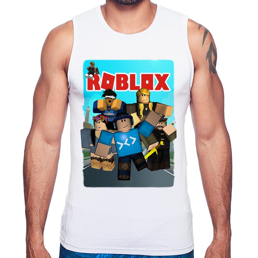 ROBLOX-Camisetas estampadas de manga curta masculinas e femininas