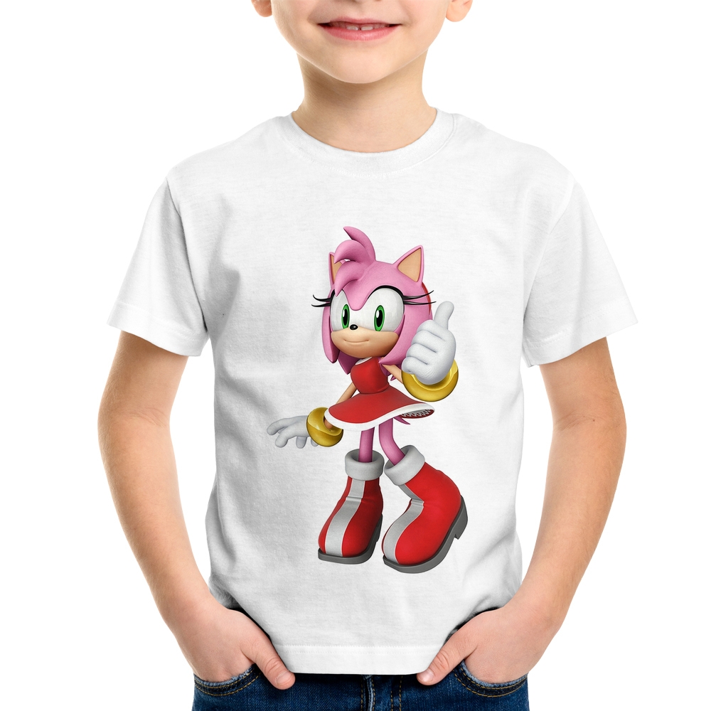 Camiseta Infantil Sonic com nome - Amy - Qualquer personagem