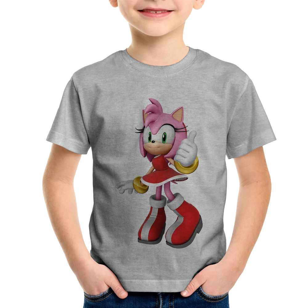 Camiseta Infantil Sonic com nome - Amy - Qualquer personagem