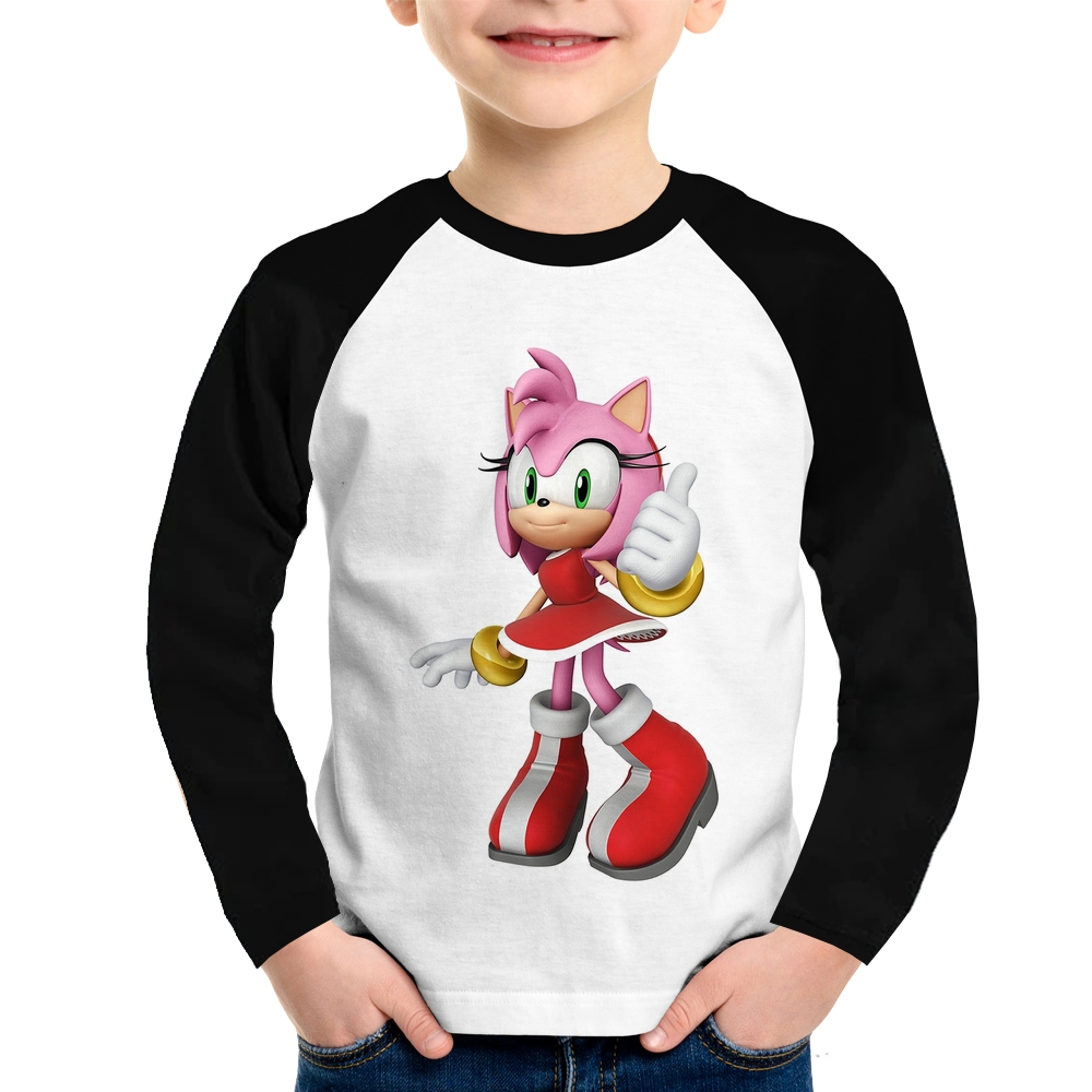 Camiseta Raglan infantil Amy Sonic Rosa - Calor desenho sonic camiseta do  personagem sonic rosa