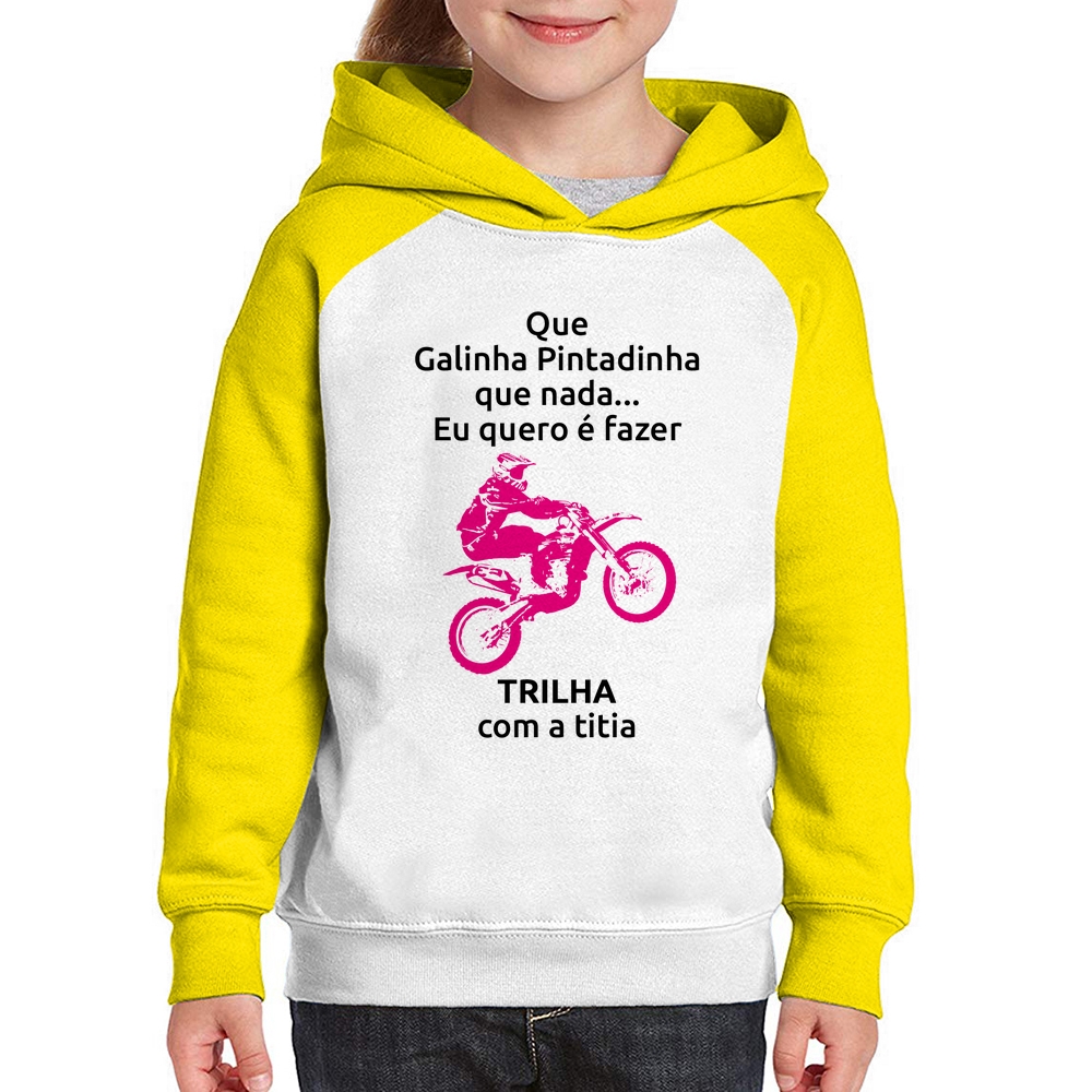 Camiseta Infantil Trilha com a titia (moto rosa)