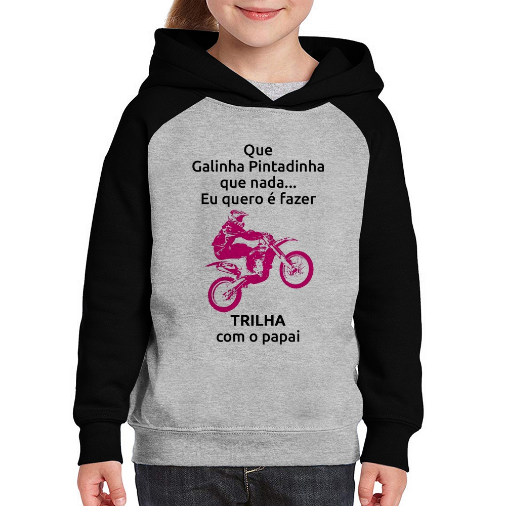 Camiseta Raglan Trilha com o papai (moto rosa)