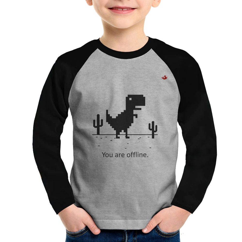 Camiseta Infantil Jogo Dinossauro Google 100% Algodão